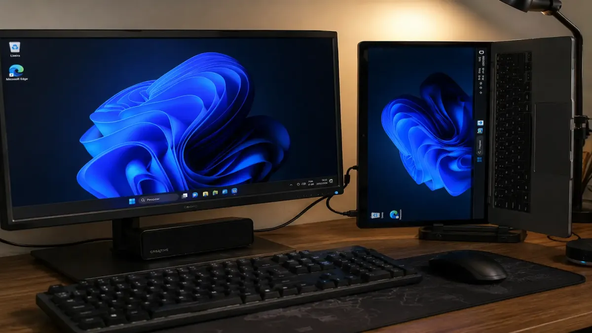 Notebook com a imagem da tela girada de lado